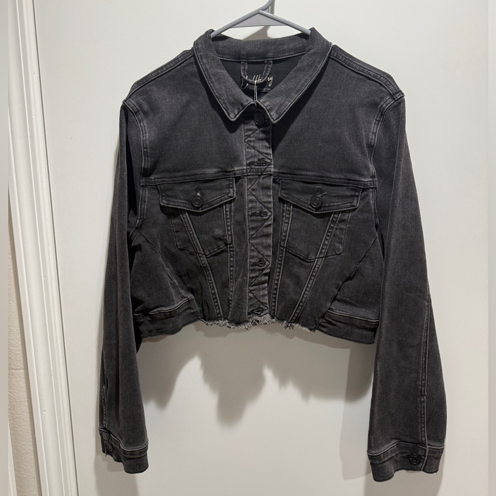 BuffBunny Desire Denim Cropped Jacket - Washed Black NWT - Large - Picture 4 of 6